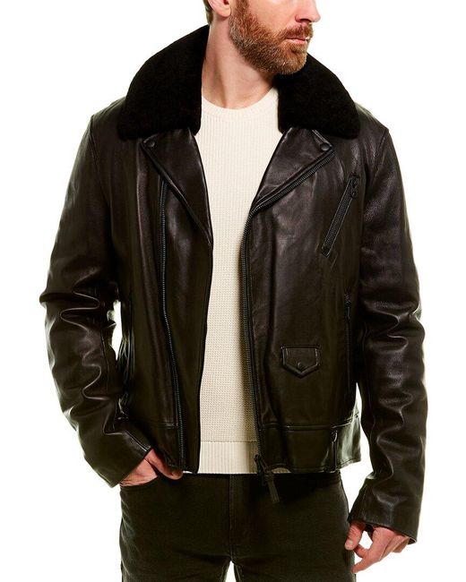 Mackage Black Roan Motorcycle Leather Jacket for men