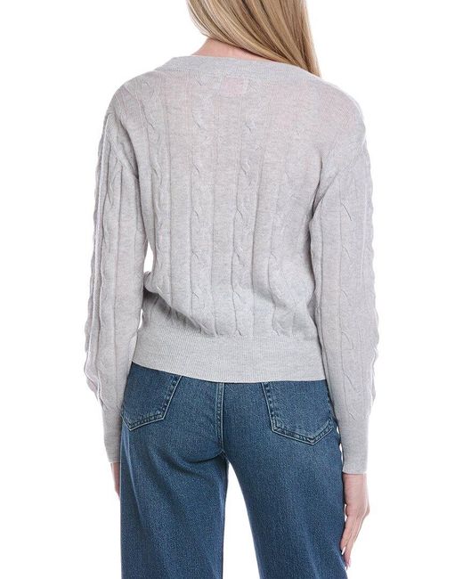 Brodie Cashmere Gray Cable Wool & Cashmere-Blend Cardigan