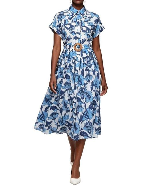 Linda Charm Blue Shirt Dress