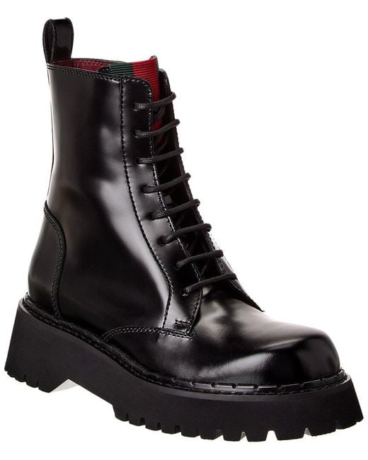 Gucci Black Web Leather Boot