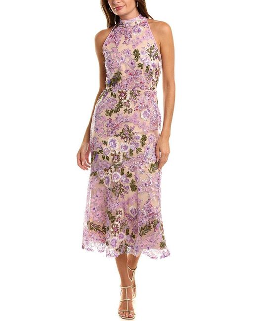Sam Edelman Red Lace Sequin Midi Dress