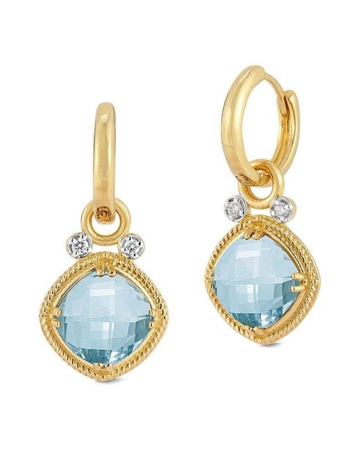 Reiss 14k 5.14 Ct. Tw. Diamond & Blue Topaz Earrings