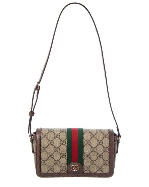 Gucci Metallic Ophidia Mini Gg Supreme Canvas & Leather Shoulder Bag