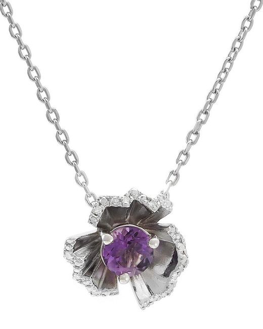 Gemstones Metallic 0.49 Ct. Tw. Diamond & Amethyst Necklace