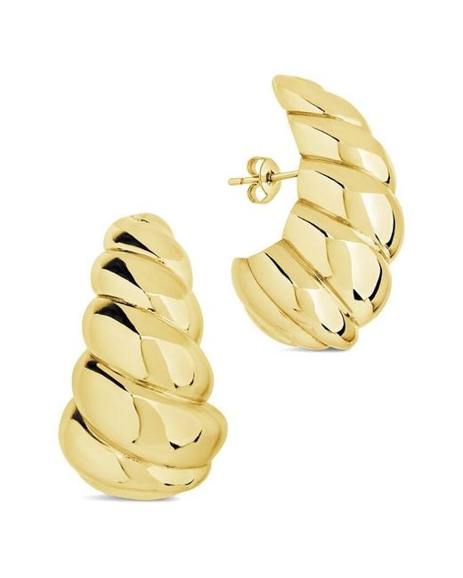 Sterling Forever Metallic 14k Plated Bobine Studs