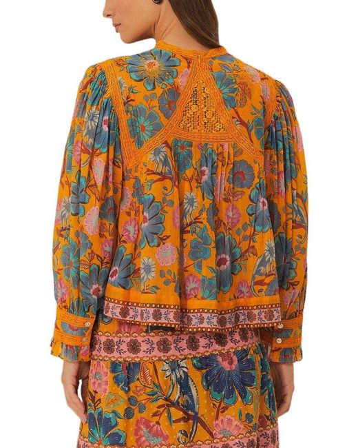 Farm Rio Brown Mica Collar Blouse