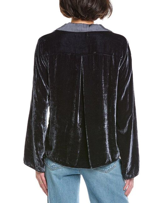 Velvet By Graham & Spencer Black Brenna Velvet Silk-Blend Shirt