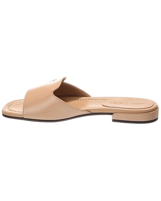 Jimmy Choo Natural Dina Leather Flat Sandal
