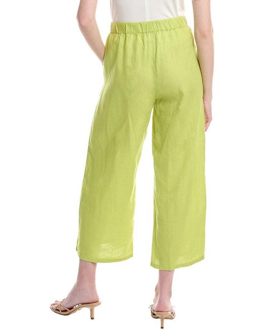 Eileen Fisher Green Wide Leg Linen Pant