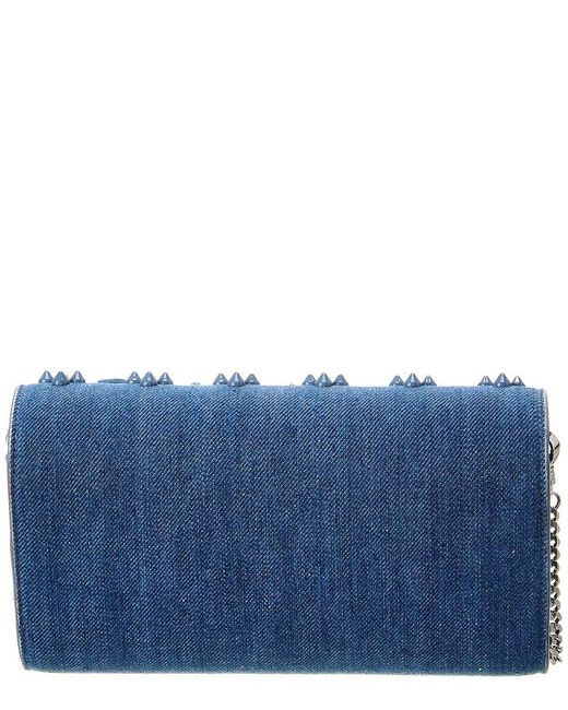 Christian Louboutin Blue Paloma Denim Wallet On Chain