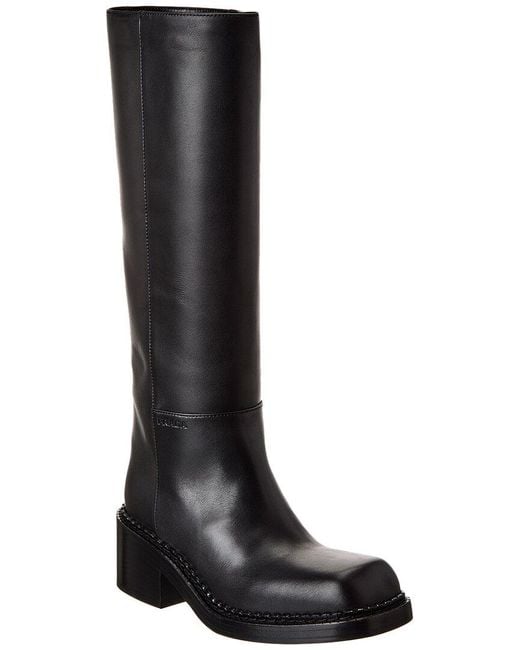 Prada Black Peggy Leather Knee-High Boot