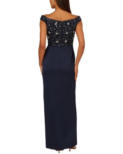 Aidan Mattox Blue Embellished Maxi Dress