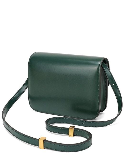 Tiffany & Fred Paris Green Smooth Leather Foldover Crossbody