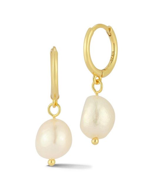 Glaze Jewelry White 14k Over Silver 9mm Pearl Hoops