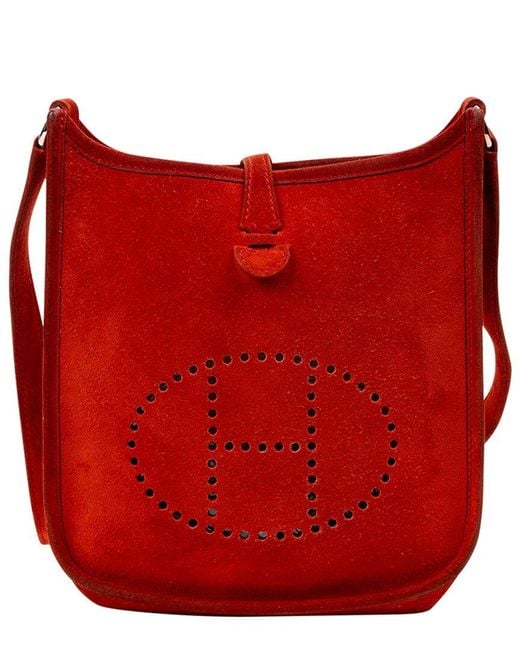 Hermès Red Limited Edition Rouge Suede Evelyne Tpm (Authentic Pre-Owned)