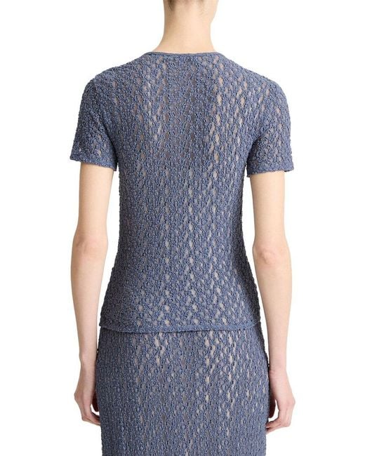 Vince Blue Floral Smocked Pullover