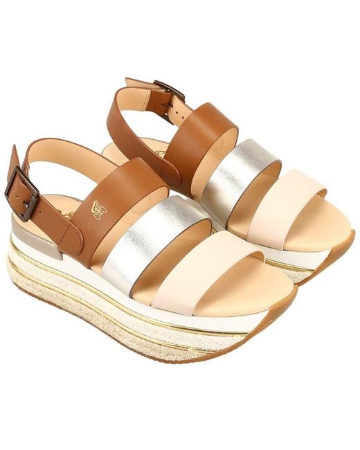 Hogan Natural Paneled Platform Sandal