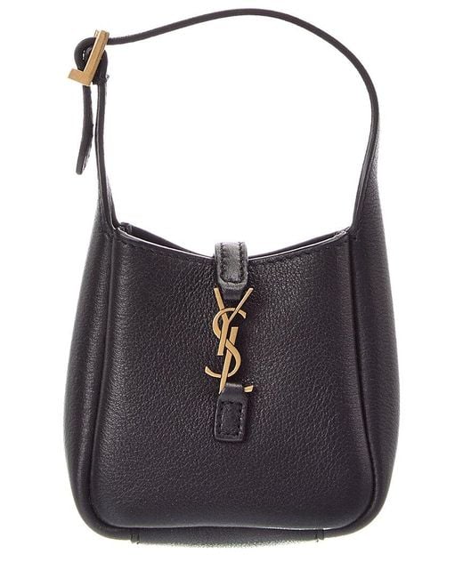 Saint Laurent Black Le 5 A 7 Micro Leather Hobo Bag