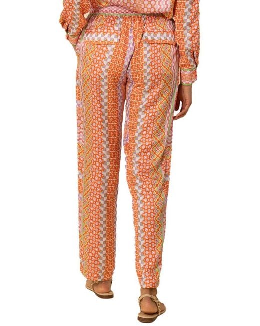 Hale Bob Orange Rhea Silk-Blend Pant