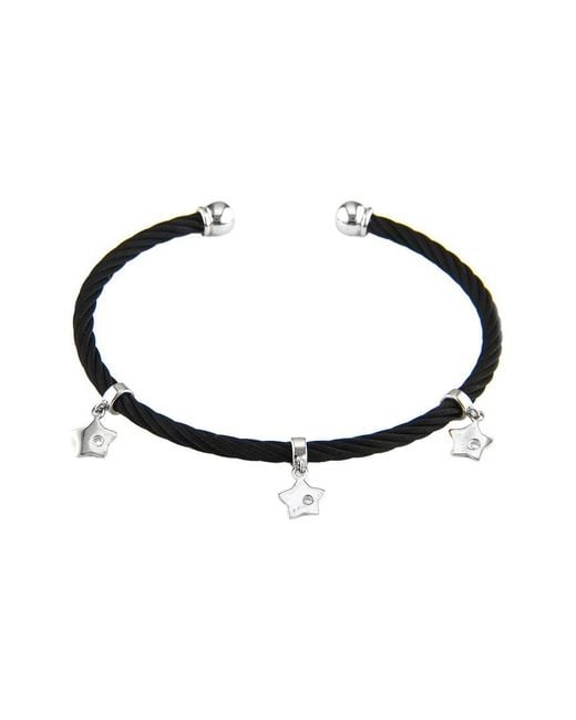 Diamond Select Cuts White Star 14K & Stainless Steel 0.03 Ct. Tw. Diamond Bangle Bracelet