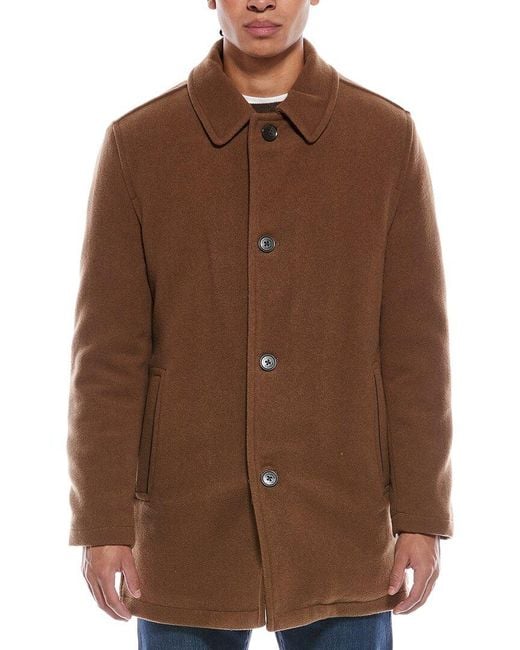 Cole Haan Brown Signature Wool-Blend Car Coat for men