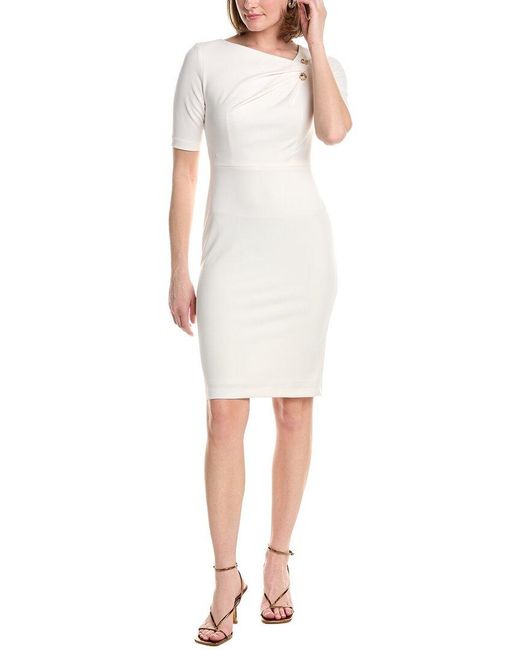Anne Klein White Crepe Sheath Dress