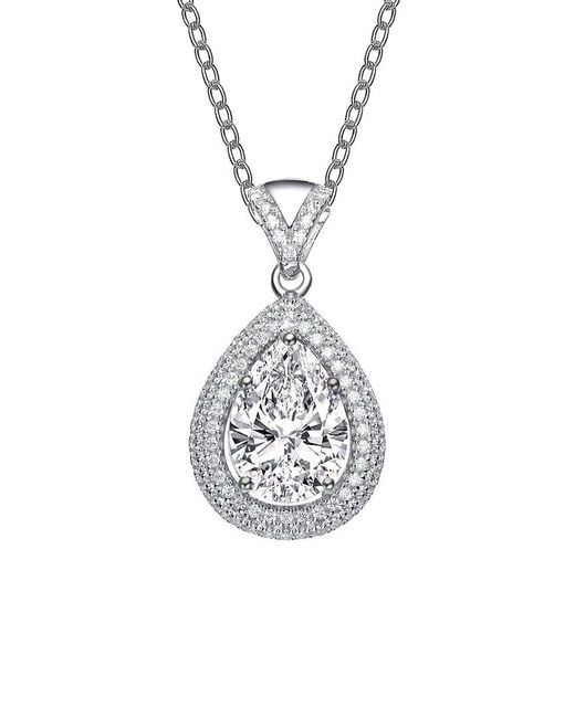 Genevive Jewelry Silver Cz Pendant in White Lyst