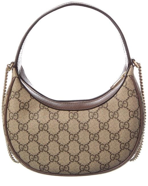 Gucci Brown Ophidia Small Gg Supreme Canvas & Leather Hobo Bag