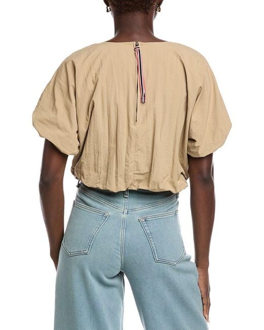 Hunter Blue Crop Bubble Blouse