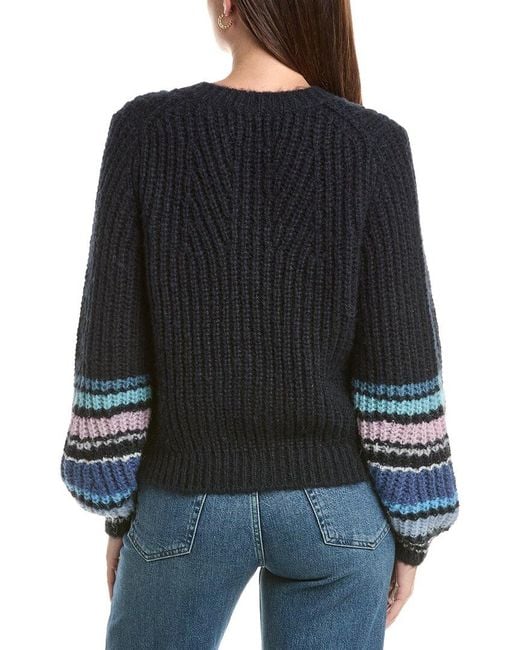 Michael Stars Black Lumi Striped Crew Cardigan