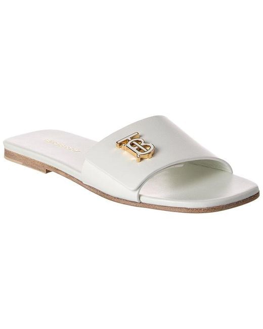Burberry White Monogram Leather Sandal