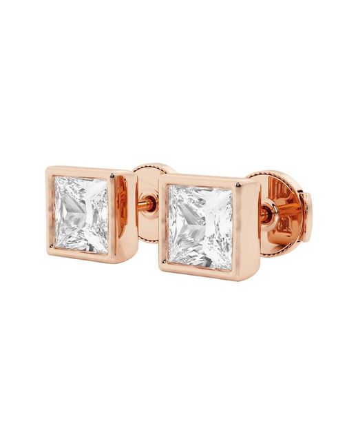 Lab Grown Diamonds Metallic 14k Rose Gold 3.00 Ct. Tw. Lab Grown Diamond Earrings