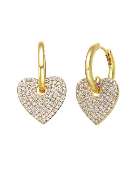 Rachel Glauber Metallic 14k Plated Cz Heart Earrings