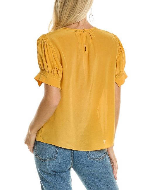 Rebecca Taylor Orange Short Sleeve Silk Blouse
