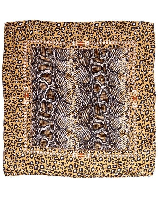 Blue Pacific Metallic Safari Silk Square Neckerchief