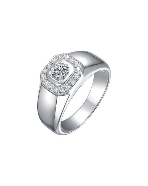 Genevive Jewelry White Rachel Glauber Plated Cz Ring for men