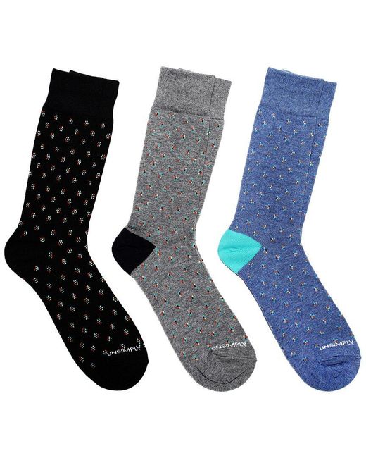Unsimply Stitched Blue 3-Pack Crew Socks for men