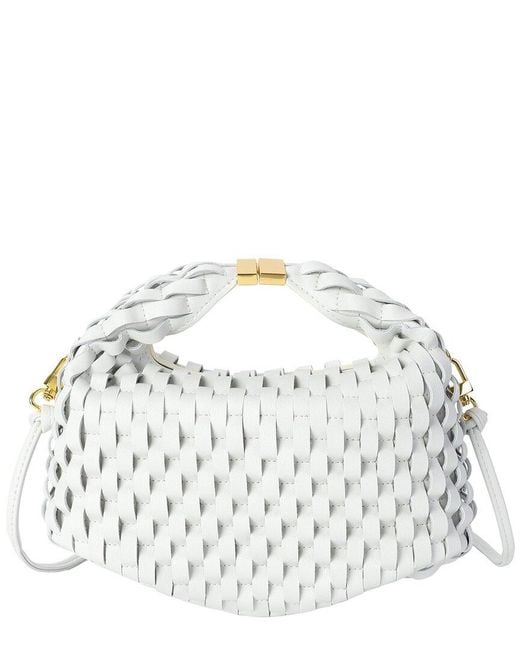 Tiffany & Fred Paris White Woven Leather Top Handle Crossbody