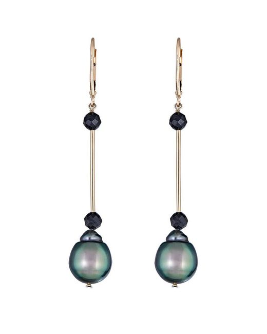 Belpearl Multicolor 14k Spinel 10mm Tahitian Dangle Earrings