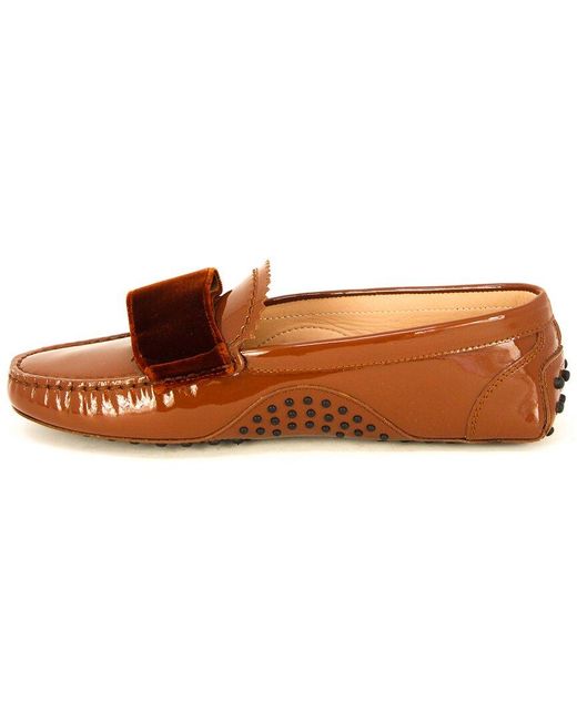 Tod's Brown Gommino Patent Moccasin