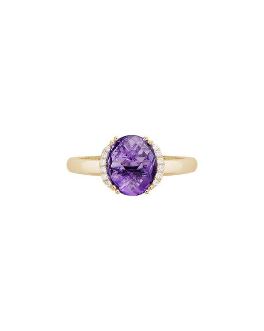 Gemstones Pink 14K Diamond .06 Ct. & 2.54 Ct. Amethyst Edge Ring