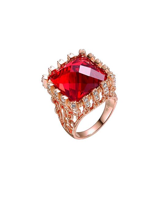 Genevive Jewelry Red 14k Rose Gold Vermeil Cz Ring