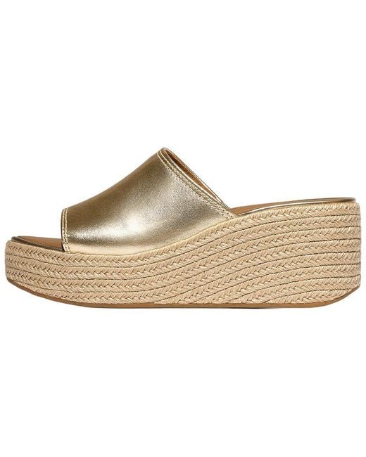 Fitflop Brown Platfforms Espadrille Leather Wedge Slides