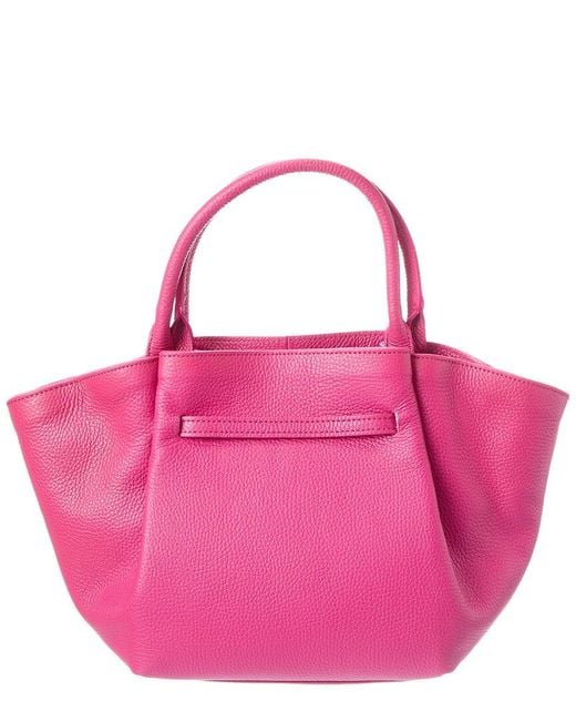 Italian Leather Pink Top Handle Tote