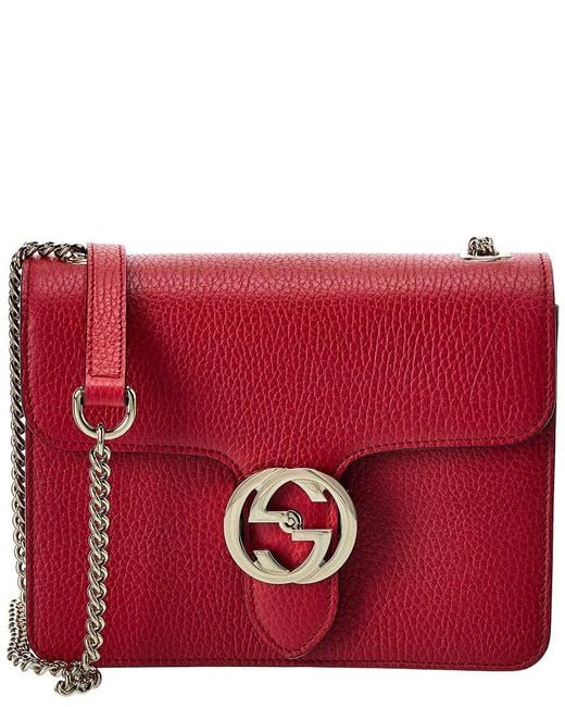 Gucci Red Interlocking G Small Leather Shoulder Bag