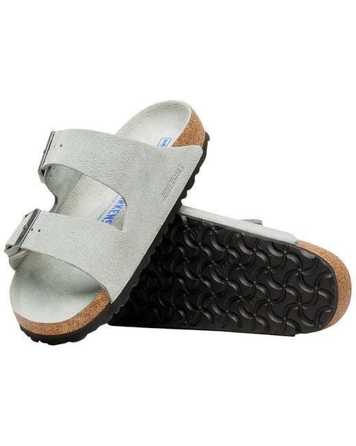 Birkenstock White Arizona Soft Footbed Suede Sandal