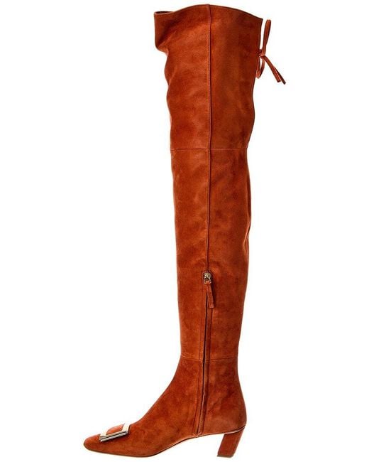 Roger Vivier Brown Suede Thigh-High Boot