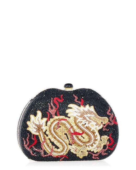 Judith Leiber Blue Curved Pouch Dragon's Fire Clutch