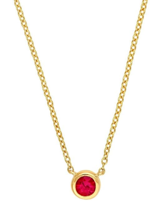 HAWLEY ST Metallic 14K 0.15 Ct. Tw. Ruby Bezel Necklace