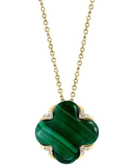 Effy Fine Jewelry Green 14K 7.75 Ct. Tw. Diamond & Malachite Necklace